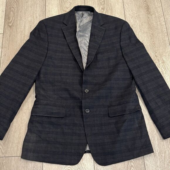 Michael Kors Blazer Mens 42L Gray Blue Plaid Sport Coat Jacket - Picture 2 of 4
